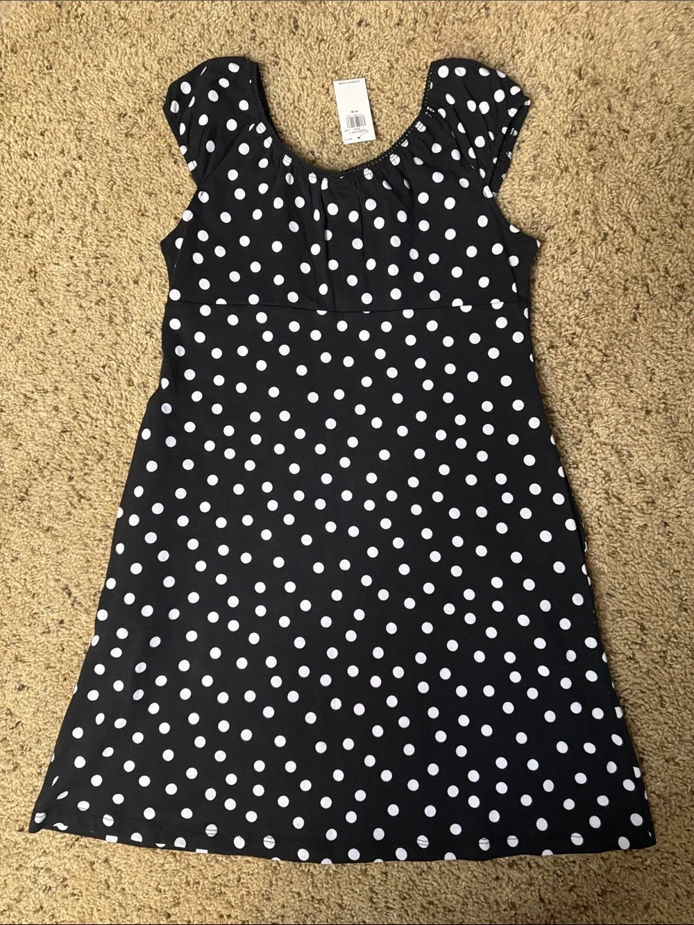 Old Navy Black and White Polka Dot Girls Casual Dress